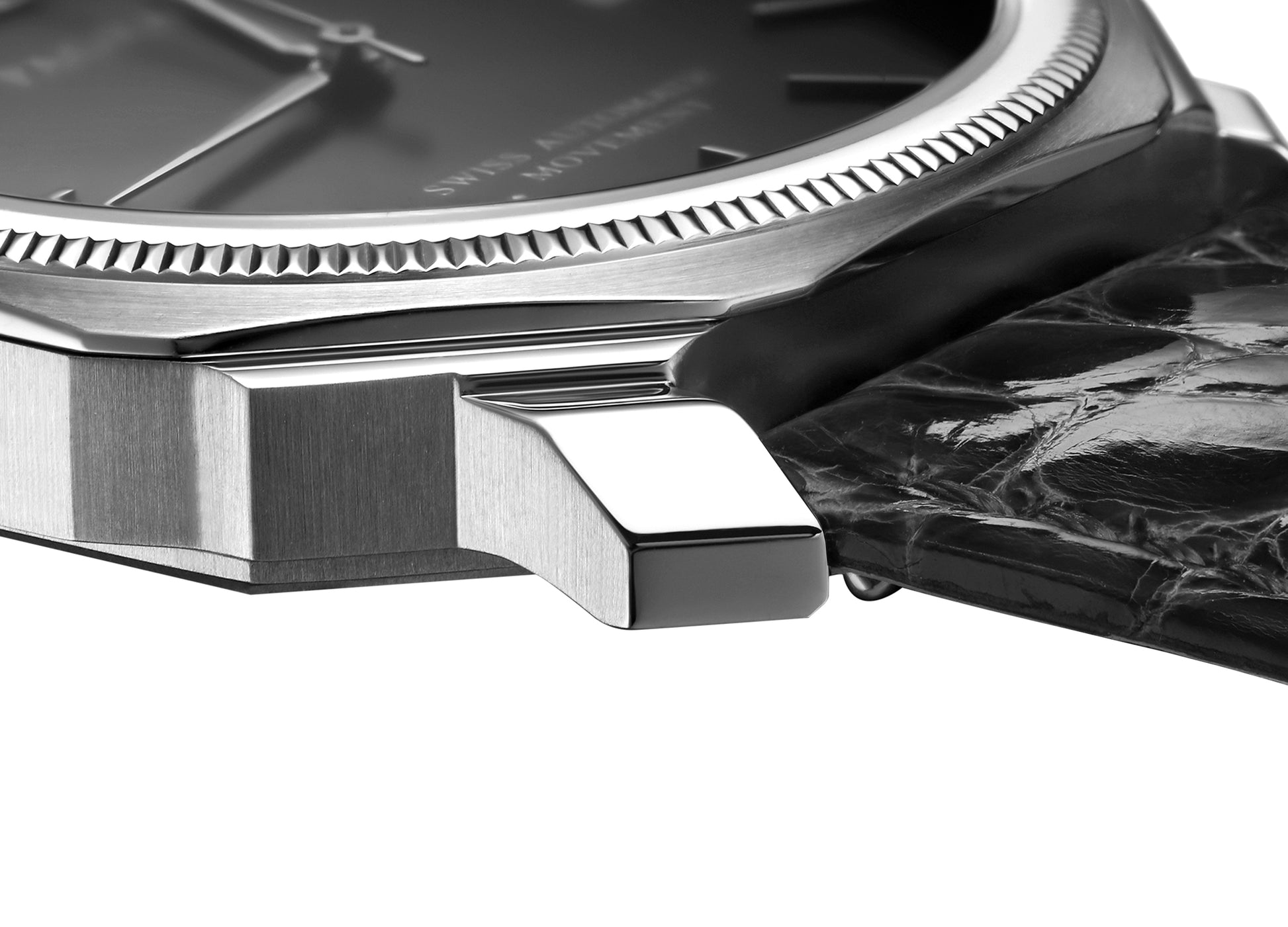 A Pagani brand watch with a white dial, rose gold case and bracelet, and a crocodile-textured brown leather strap.